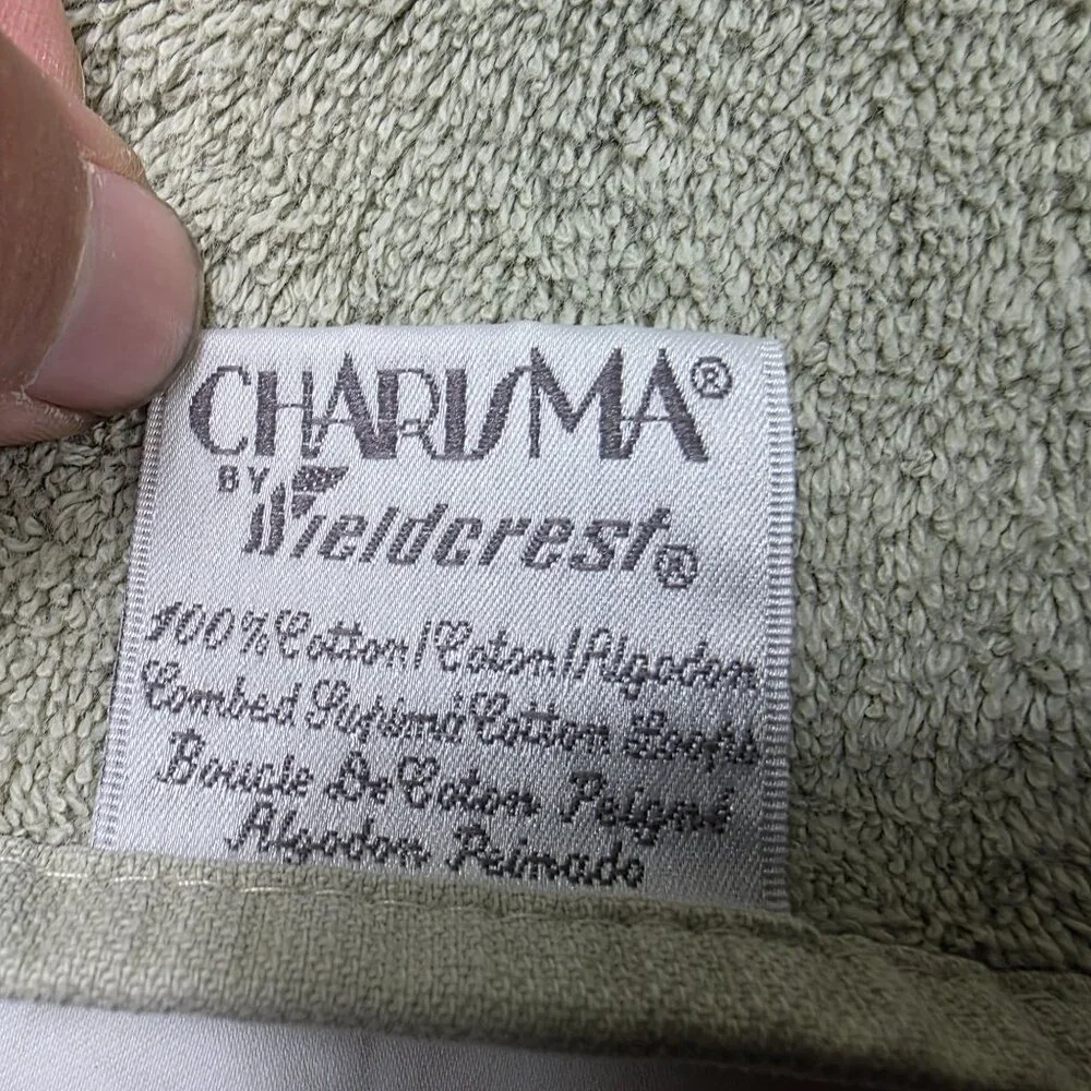 Vintage Charisma By Fieldcrest Bath Towel 100% Cotton Green Absorbent